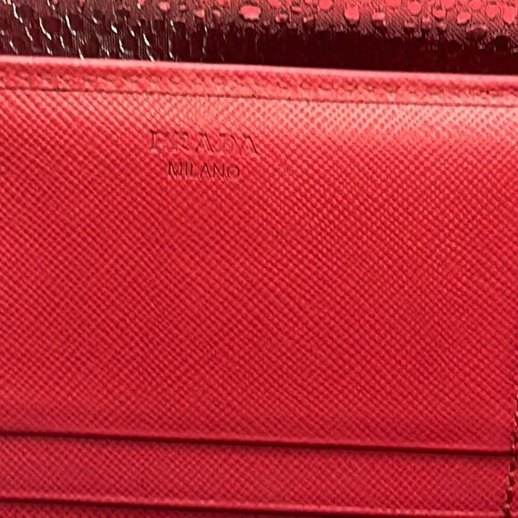 Prada Bow Front Logo Continental Long Wallet Hot Pink Leather Preppy Barbiecore - Picture 4 of 13